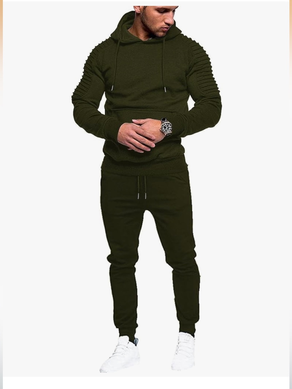 Men's Jogger Sweatpants Set - Army Green
